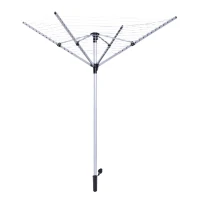 HOMCOM 164ft 15-line Rotary Outdoor Umbrella Drying Rack Aluminum Post(m-1)