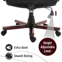 Vinsetto High Back Faux Leather Office Chair with Button Tufted Design, Executive Computer Desk Chair with Solid Wood Feet and Arms, Black(m-6)