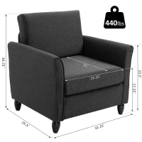 HOMCOM Single Armchair Cushion Padded Sofa Chair Wooden Seat Living Room Furniture(m-3)