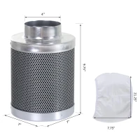 DURHAND 4 Inch Inline Fan Carbon Filter Duct Combo 2 Clamps Hydroponics Grow Room Tent Ventilation Kit(m-3)