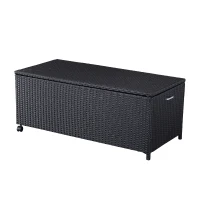 Outsunny Indoor Outdoor Rattan Garden Storage Box Unit Patio Furniture Chest(m-3)