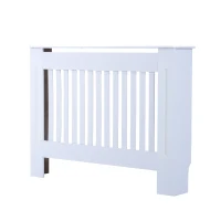 HOMCOM 44" Radiator Cover Painted Slatted MDF Cabinet Lined Grill White(m-2)