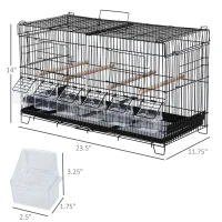 PawHut 23.5" x 11.75" x 13.9" Caged Bird Feeder Home with 4 Easy Access Doors, 6 Food Boxes, & 4 Relaxing Perch Poles(m-3)