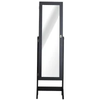 HOMCOM Mirrored Jewellery Cabinet Armoire Stand Organizer for Rings Earrings Bracelets Lockable Black(m-7)