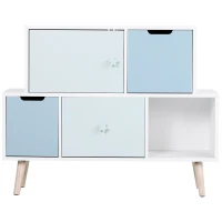 HOMCOM Kids Cabinet Bedroom Storage Organization Unit Bedroom Blue(m-8)