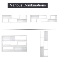 HOMCOM Versatile TV Console Stand Cabinet Wood Bookcase Storage Shelf Convertible Bookshelf White(m-5)