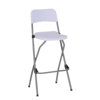 Outsunny 3pcs Garden Bar Table High Chair Set Folding Bistro Chat Set Metal Frame w/ Cover(m-6)