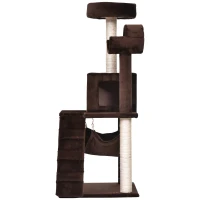 PawHut 51”H Cat Tree Scratching Multi-level Tower Kitten Condo Play House Brown(m-8)