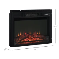 HOMCOM Recessed Electric Fireplace, 23" Insert Heater with Remote Control, 1400W, Cozy Indoor Heating Solution(m-2)