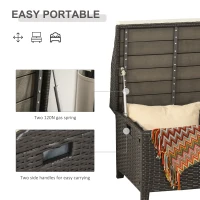 Outsunny 38 Gallon Outdoor Wicker Storage Bench Deck Box, PE Rattan Patio Furniture Pool Storage Bin Container with Interior Waterproof Cloth Bag and Comfortable Cushion, White(m-5)