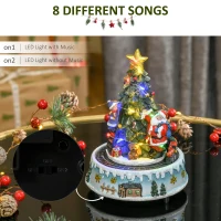 HOMCOM Animated Christmas Tree Scene, Pre-Lit Musical Collectable Decor with Moving Train and Santa, Winter Wonderland Set for Indoor Holiday Display(m-6)