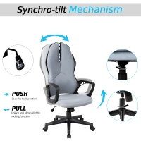 Vinsetto Ergonomic Gaming/Office Chair Height Adjustable Swivel Grey(m-6)
