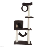 PawHut 55" Scratching Cat Tree Kitty Furniture House Condo Post Pet Supply Deep-Brown(m-5)