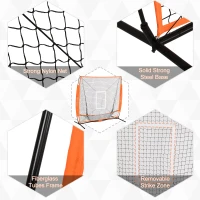 Soozier Baseball Net Softball Practice Hiting Pitching with Stand Frame For Kids & Adult(m-5)