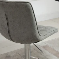 HOMCOM Vintage PU Leather Bar Stool with Stainless Steel Base, Adjustable Counter Height Bar Chair Swivel Barstool with Back, Footrest, Grey(m-12)