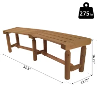 Outsunny 4.5ft Rustic Log Backless Garden Bench Natural Wood Patio Lounge Seating Garden Furniture All Weather(m-3)