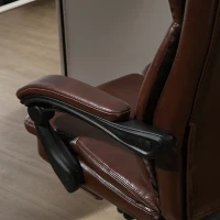 Vinsetto High Back Massage Office Chair with 6-Point Vibration, 5 Modes, Executive Chair, PU Leather Swivel Chair with Reclining Back, and Retractable Footrest, Brown(m-11)