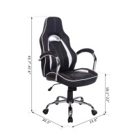 HOMCOM High Back Executive Racing Office Chair PU Leather Swivel Computer Desk Seat Black and White"(m-3)