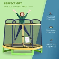 Outsunny 7FT Heavy-Duty Trampoline for Kids Outdoor Toys, Small Backyard 7' Trampoline with Net, Exercise Toy for Kids 3-12, Yellow(m-4)