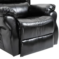 HOMCOM Vibration Massage Recliner Chair for Living Room with Heat,   Single Sofa, PU Leather Power Reclining Chair, Home Theater Seating with Footrest, Black(m-12)