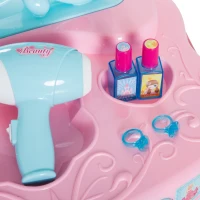 Qaba Kids Pretend Vanity Play Set Princess Girl Magic Dressing Table with Hair Dryer Makeup Table(m-10)