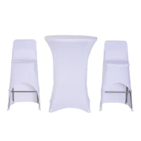 Outsunny 3pcs Garden Bar Table High Chair Set Folding Bistro Chat Set Metal Frame w/ Cover(m-4)