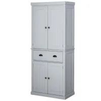 HOMCOM 72" Traditional Freestanding Kitchen Pantry Cabinet Cupboard with Doors and 3 Adjustable Shelves, Gray(m-1)