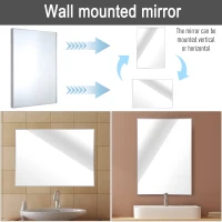 kleankin 24”Lx32”W Wall Mounted Bathroom Vanity Wall Mirror Rectangular Aluminum Alloy Frame Horizontal/Vertical Hanging(m-4)