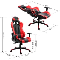 HOMCOM Executive 360° Swivel Gaming Racing Office Chair with Waist Neck Cushions (Red/Black)(m-2)
