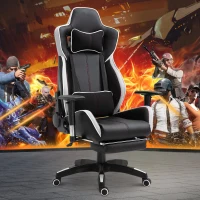 Vinsetto Executive Racing Chair Adjustable Padded Seat with Wheels Black/ White(m-1)