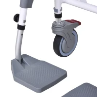 HOMCOM Accessibility Commode Wheelchair, Rolling Shower Wheelchair with 4 Castor Wheels, Rectangle Detachable Bucket, & Waterproof Design, 17" Seat Width, Blue(m-13)