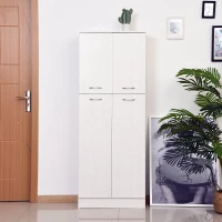 HOMCOM 62 Inch Tall 4-Door Kitchen Pantry Cupboard Storage Cabinet with Adjustable Shelves Home Furniture, White(m-1)