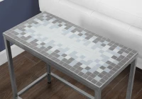 Monarch 22" Modern Mosaic Tile Top Hammered Silver Metal Frame Accent Side End Table - Grey / Blue Tile Finish(m-3)