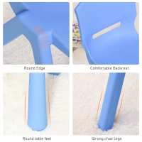 HOMCOM 5 Pieces Kids Table and Chair Set Toddler Plastic Play Activity Set with Stackable Chairs, Multicolor(m-6)