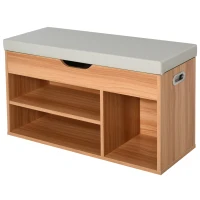 HOMCOM Shoe Rack Bench, Storage Organizer with Padded Cushion, Shelves, Hidden Compartments for Shoes, Boots, High Heel, Brown(m-11)