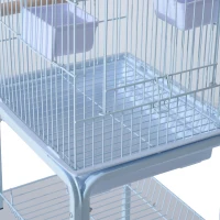 PawHut 44.5"H Metal Bird Cage Parrot Play Spot Stand w/ Wheel Storage Shelf Multi-doors Black(m-6)