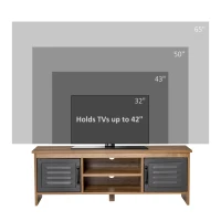 HOMCOM TV Stand Cabinet with Large Tabletop, 2 Locker Style Cupboards, 2 Storage Shelves and Elevated Base for Bedroom, Brown/Grey(m-6)