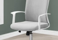 Monarch Executive High-Back Office Chair with Fixed Arm Rests and Adjustable Headrest - Grey Fabric / White Frame(m-3)