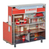 Qaba Kids Play Set 2 in 1 Multifunction Kitchen and Doll House with Realistic Function(m-10)