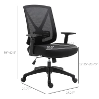 Vinsetto Ergonomic Mesh Office Chair with Lumbar Back Support, Swivel Rocking Computer Chair with Adjustable Height and Armrests for Home Office, Black(m-3)