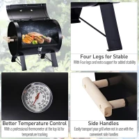 Outsunny 20" Charcoal Barbecue Grill with Wooden Handle Portable Outdoor Camping Charcoal Barbecue Grill Improved Air Circulation(m-6)