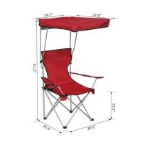 Outsunny Folding Camp Chair Outdoor Picnic Portable Armchair Sunshade w/Canopy(m-3)