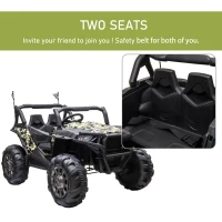 Aosom 12V Kids Ride On Truck, 10Ah Electric Car Off-Road UTV with Bluetooth, Remote Control, Suspensions, USB, MP3, Lights, 3 Speeds & 4 Motors, Green(m-6)