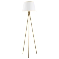 HOMCOM Modern Tripod Floor Lamp, Freestanding Lamp w/ Fabric Lampshade and E26 Base for Living Room, No Bulb - Gold(m-1)