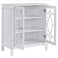 HOMCOM Sideboard Display Cabinet with Double Framed Glass Doors, 2 Adjustable Shelves, and Elevated Base, White(m-12)