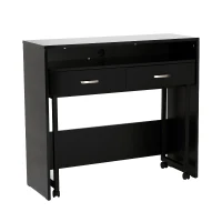 HOMCOM 2pc Nesting Computer Desk Storage Writing Rolling Table Workstation (Black)(m-4)