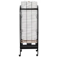 PawHut Metal Bird Parrot Cage With Rolling Standing 5ft w/ perches and bowls Black(m-10)