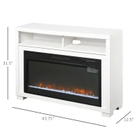 HOMCOM 43.75" W x 31.5" H Electric Fireplace Mantel TV Stand, Media Console Center Cabinet with Two Shelves and Remote Control, White(m-3)