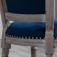 HOMCOM Vintage Upholstered Dining Chairs Set Of 2 with Nailhead Trim , Thick Padded Seat Cushions, and Wood Legs, Blue(m-16)