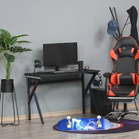 HOMCOM 43" Racing Style Gaming Desk with Multi-Colored K Steel Frame Design and Headset Side Hook, Black/Multi(m-7)